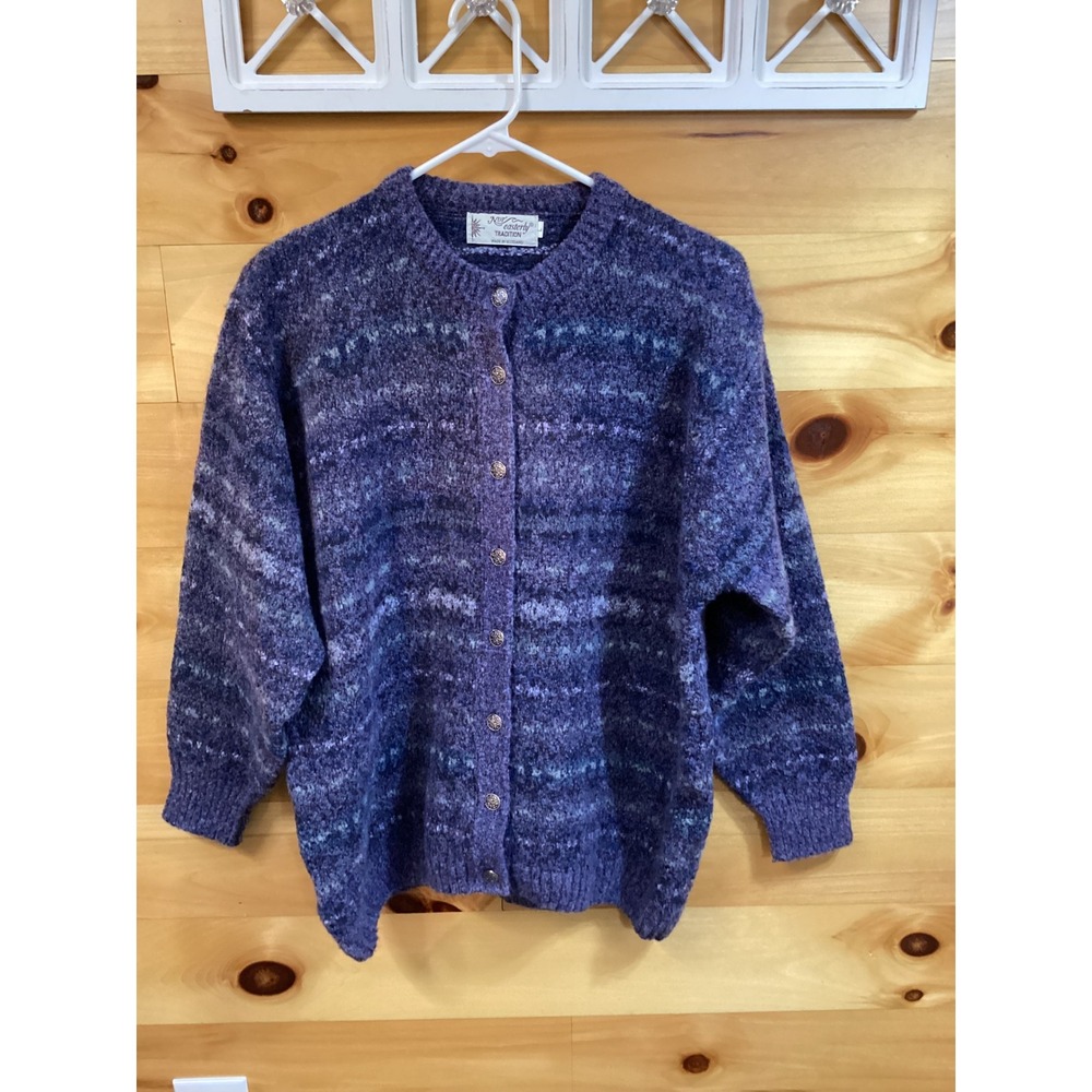 Nor' Easterly Tradition Women Purple Wool Blend Cardigan Sweater Scotland L